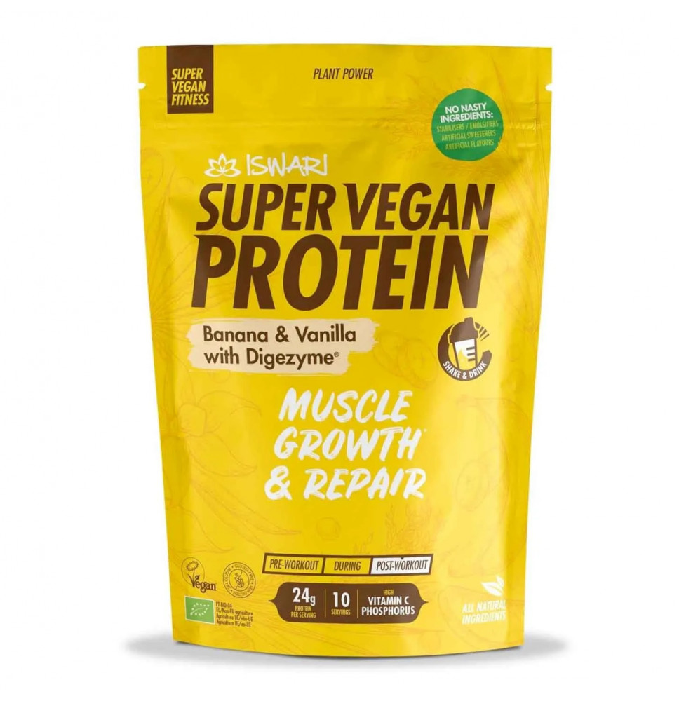 ISWARI SUPER VEGAN PROTEINA PLATANO Y VAINILLA 250GR
