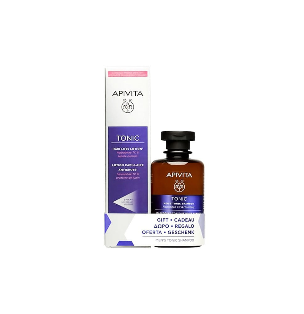 Apivita Pack Tonico Locion Capilar + Tonico Champu Hombre