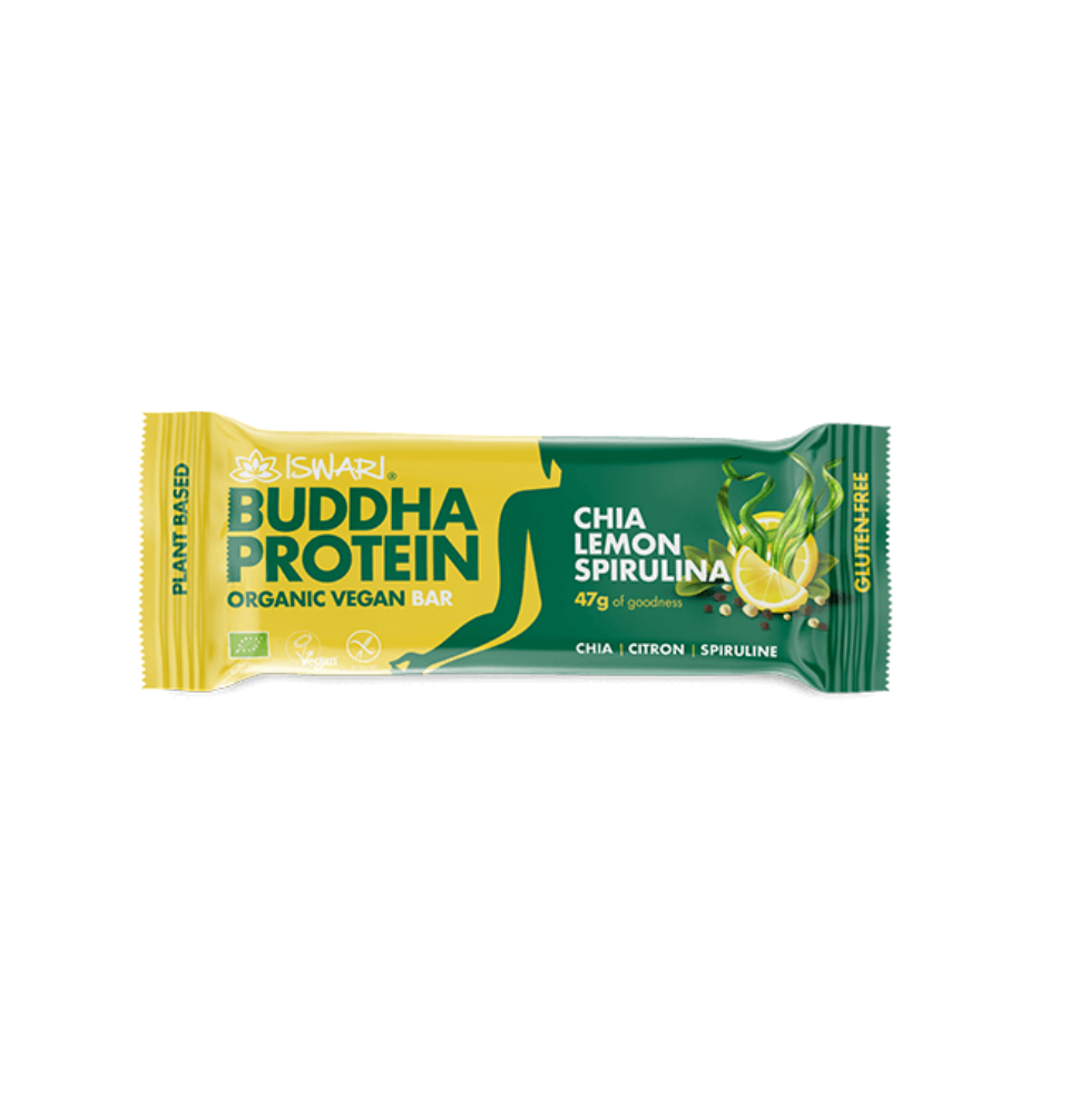 ISWARI BUDDHA BARRITA PROTEINA CHIA LIMON SPIRULINA 47GR