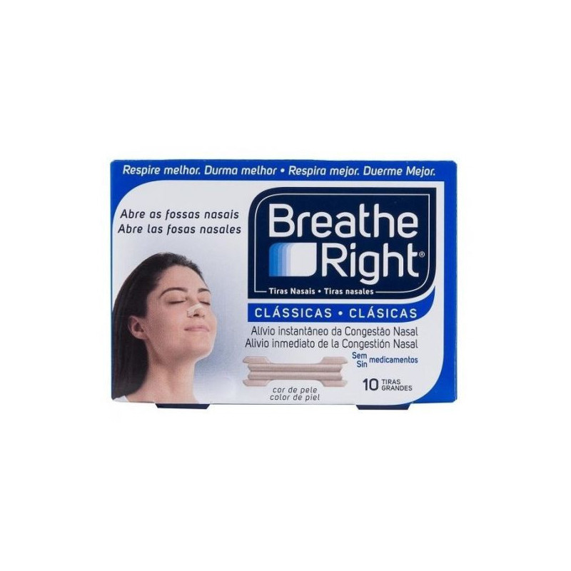 Breathe Right Tiras Nasales Clasiscas Grandes 10Uds